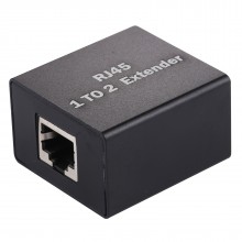 RJ45 1 to 2 Aluminum Alloy Expansion Head Extender  Black